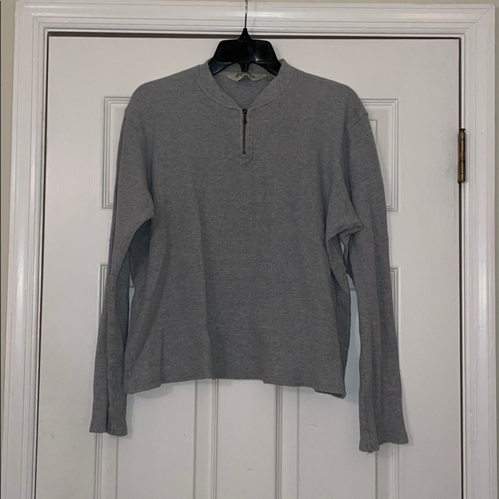 Eddie Bauer gray waffle quarter zip